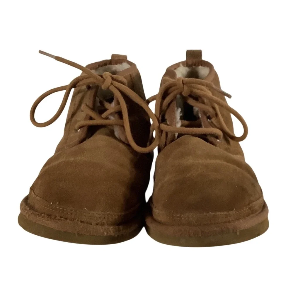 UGG Neumel Suede Chukka Boots Chestnut Brown Mens8 3236 Lace Up Sheepskin Lining
